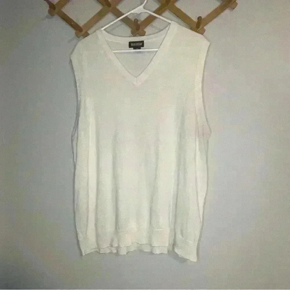 Blue Ocean Mens Solid White Sweater Vest Size 3xl preppy, collegiate, plus size - Picture 2 of 4